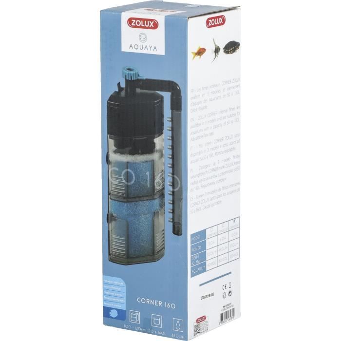 Filtre intérieur - ZOLUX - Corner 160 - 12 W - Débit réglable - Pour aquariums 120 a 160 L