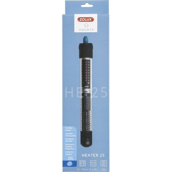 Chauffage d'aquarium - ZOLUX - Heater 25 - 25 W - Longueur 23 cm - Pour 20 a 50 litres