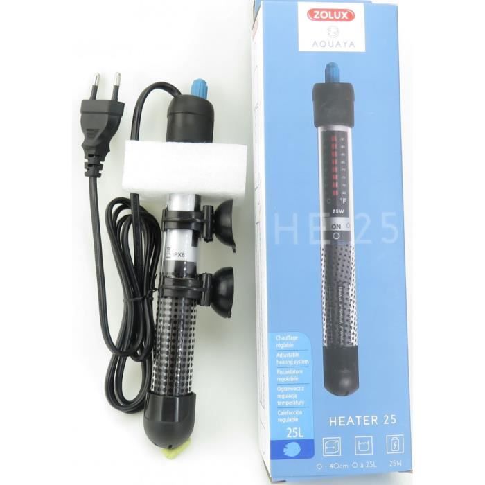 Chauffage d'aquarium - ZOLUX - Heater 25 - 25 W - Longueur 23 cm - Pour 20 a 50 litres