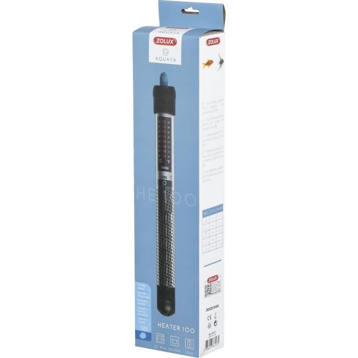 Chauffage d'aquarium - Zolux - Heater 100 - 100 W - Longueur 27 cm - Noir