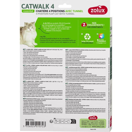 Chatiere 4 positions avec tunnel - ZOLUX - L20 x H25 cm - Pour porte bois, PVC, métal - Catwalk - Blanc