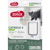 Chatiere 4 positions - ZOLUX - L20 x H25 cm - Pour porte bois, PVC, métal - Catwalk - Blanc