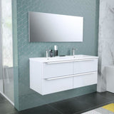 ZOOM meuble de salle de bain double vasque avec miroir L 120cm - 4 tiroirs a fermeture ralenties - Blanc laquÈ brillant