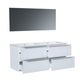 ZOOM meuble de salle de bain double vasque avec miroir L 120cm - 4 tiroirs a fermeture ralenties - Blanc laquÈ brillant