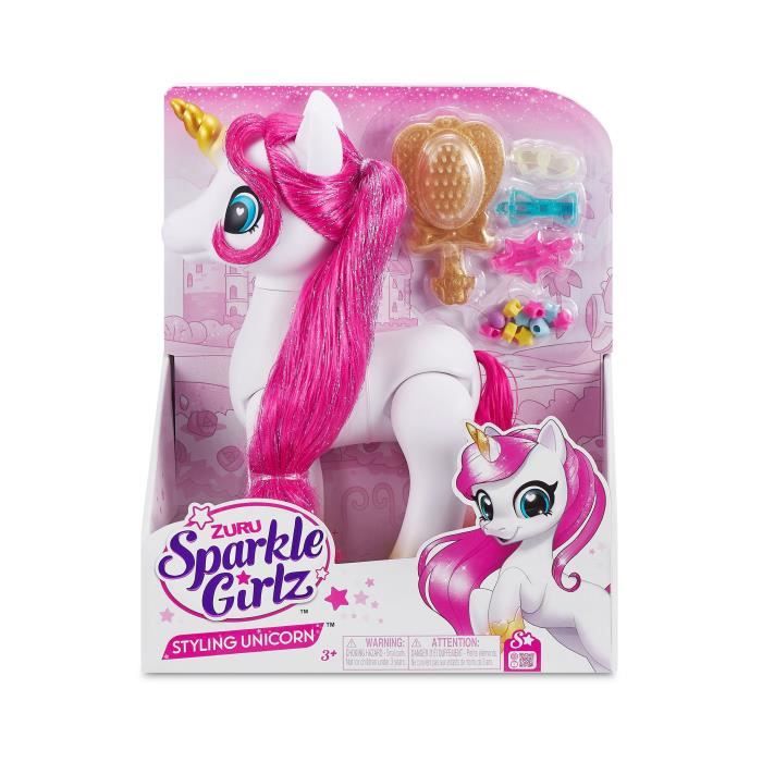 Jouet a Coiffer - ZURU - Sparkle Girlz Licorne Styling Set - Licorne avec accessoires de coiffure personnalisables