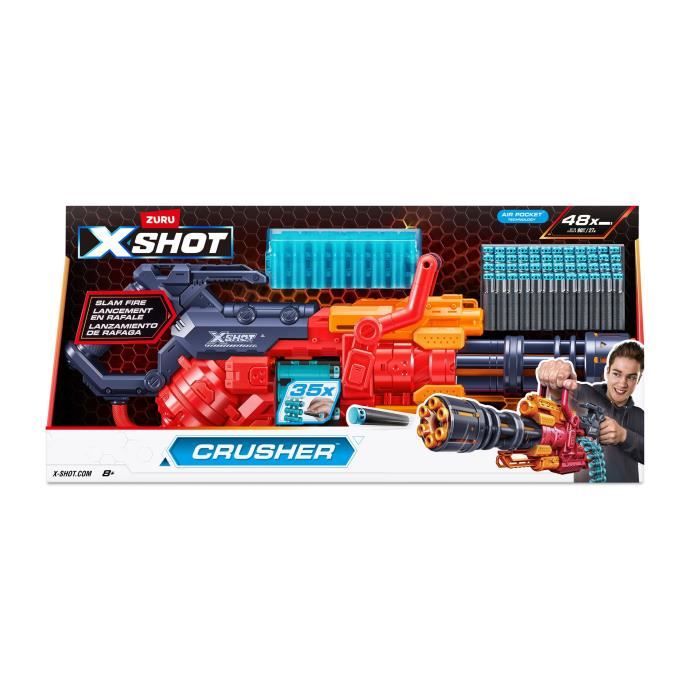 Blaster Automatique - ZURU - XSHOT Crusher - Ceinture de 35 fléchettes - Portée de 27 metres