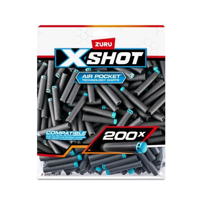 Recharge de fléchettes - ZURU - X-SHOT Excel Pack 200 - Technologie a poche d'air - Compatibilité universelle - Pack pratique