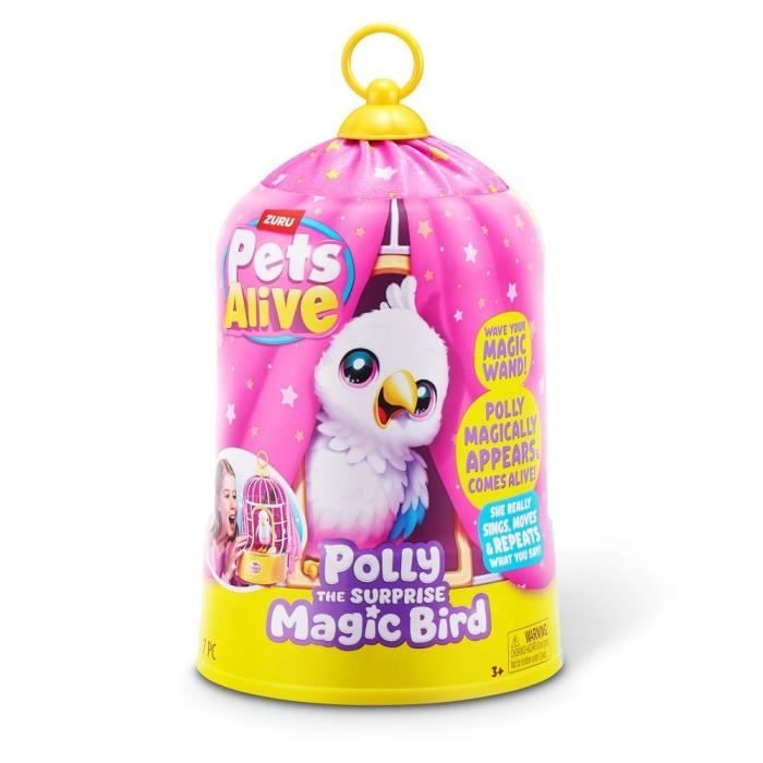 Oiseau interactif - PETS ALIVE - Polly Magic Bird - Réagit au toucher - Chante et bouge - a partir de 3 ans