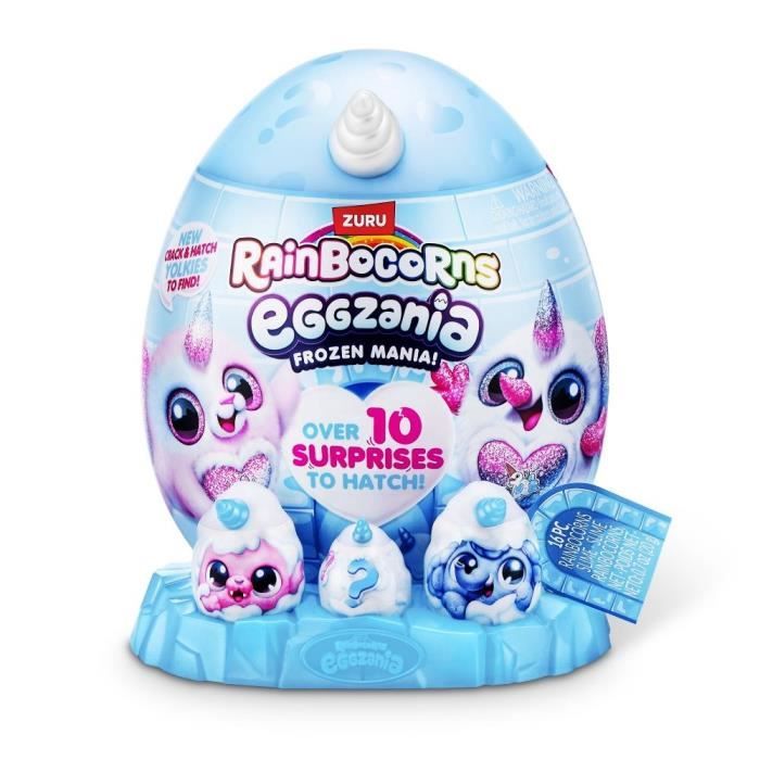 oeuf surprise peluche - RAINBOCORNS - Eggzania Frozen Mania - Theme givré - Peluche a découvrir - Accessoires inclus