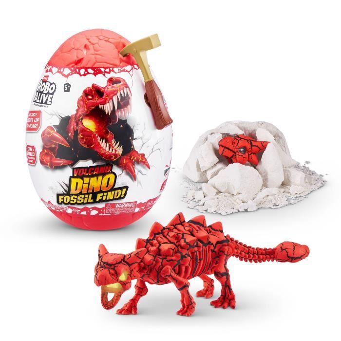 Jeu de fouille - ZURU - ROBO ALIVE Volcano Fossil Find S2 - Fossiles de dinosaures - Sons et lumieres - Roche et sable