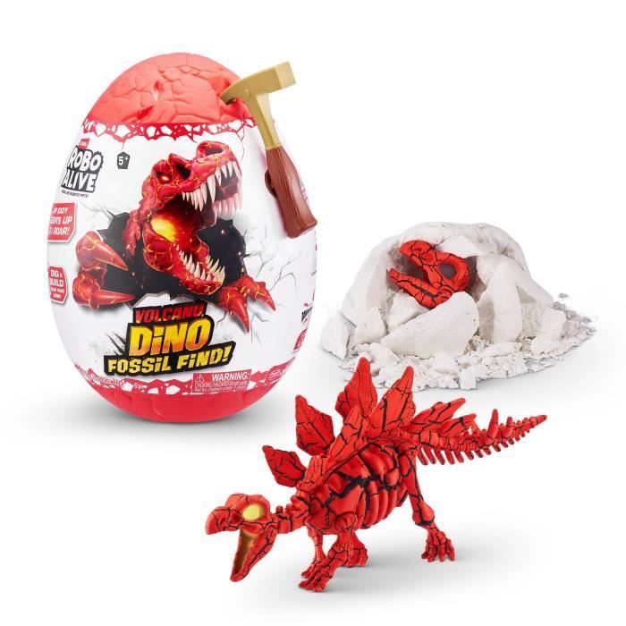 Jeu de fouille - ZURU - ROBO ALIVE Volcano Fossil Find S2 - Fossiles de dinosaures - Sons et lumieres - Roche et sable