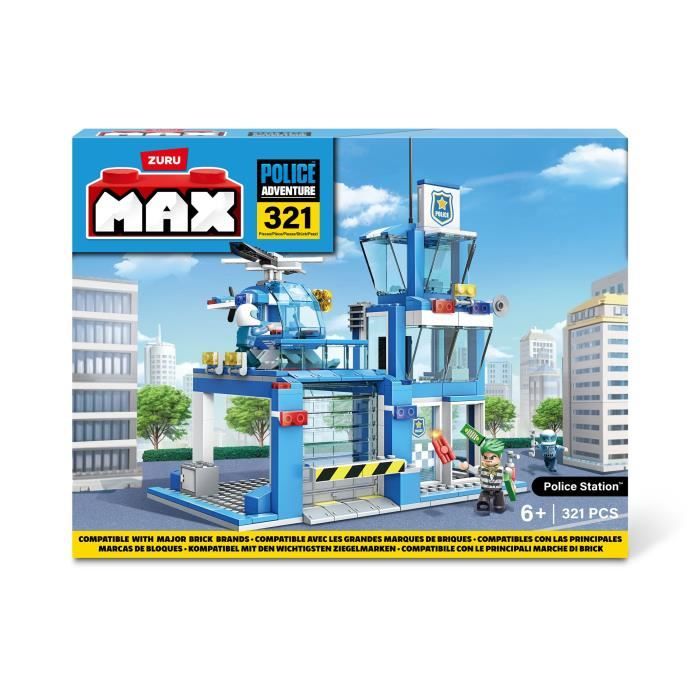 Set de construction - ZURU - Police Station Medium - 321 pieces - Poste de police - Héliport inclus