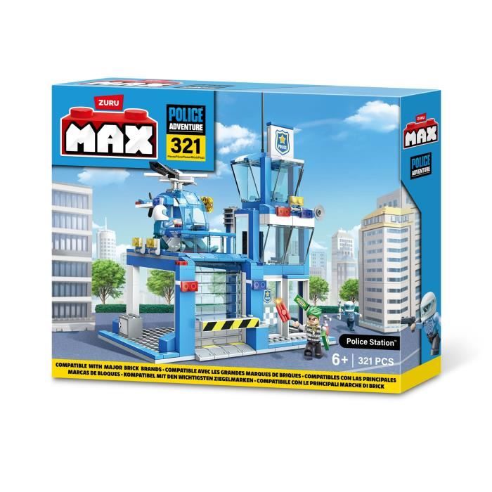 Set de construction - ZURU - Police Station Medium - 321 pieces - Poste de police - Héliport inclus