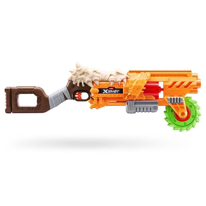 Lanceur de fléchettes - ZURU - X-SHOT Horrorfire Doomsday - Lame tournante en mousse - Portée 27 m - 16 fléchettes incluses