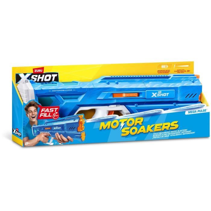 Pistolet a eau motorisé - ZURU - X-SHOT Mega Pulse - Remplissage rapide - Batterie rechargeable - Portée 9 m - Réservoir 1,1 L