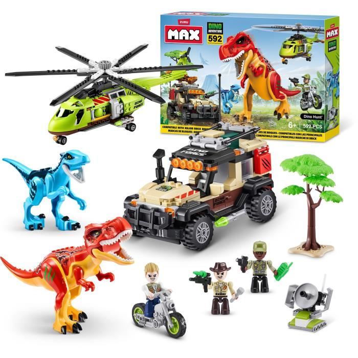 Set de Construction - ZURU - Dino Adventure Dino Hunt (592 pieces) - Aventure préhistorique avec dinosaures et véhicules