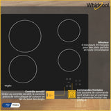 Plaque de cuisson Vitrocéramique WHIRLPOOL AKT8090NE - 4 zones - 6200W - L58 x P51cm - Noir
