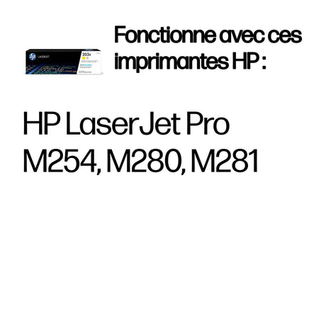 Cartouche de toner jaune HP 203X LaserJet grande capacité authentique pour HP Color LaserJet Pro M254/M280/M281