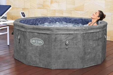 Spa semi rigide BESTWAY - Lay-Z-Spa Carrara - 140 airjets - 170 x 65 cm - 4 a 6 places - Rond (couverture, cartouche, 4 appuie-tete)