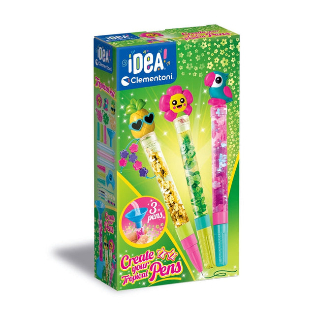Clementoni - Créer tes stylos - Mini atelier des Stylos - Theme tropical - 3 a créer - Des 6ans