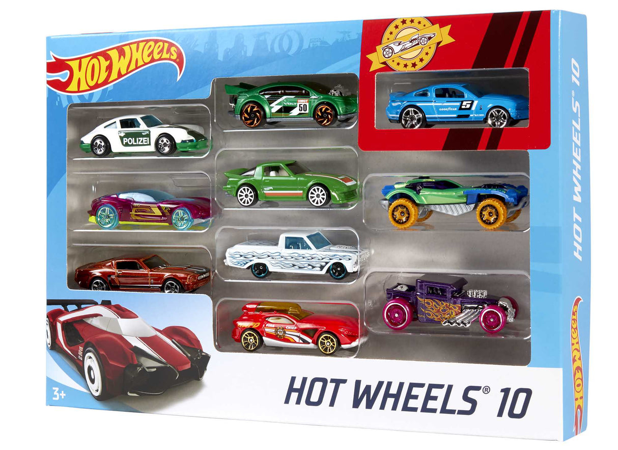Hot Wheels - Coffret De 10 Véhicules - Coffret Petites Voitures - 3 ans et + 54886