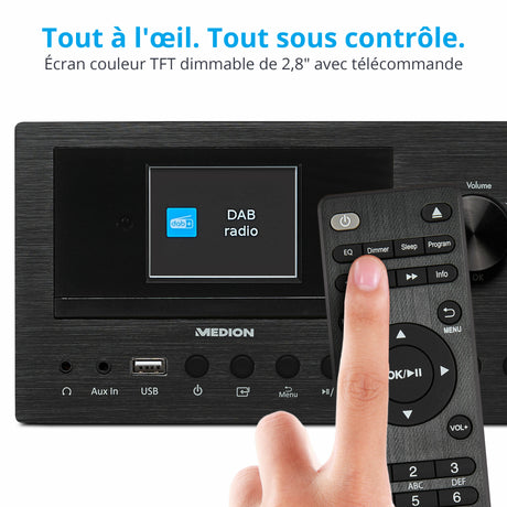 Mini Chaîne HiFi - MEDION - Radio Internet DAB/FM - Lecteur CD - 2x150W - Noir