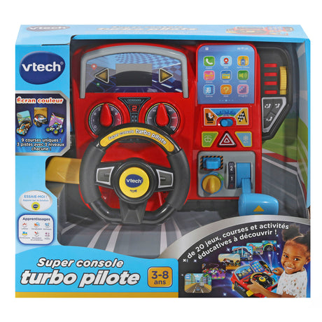 Simulateur de conduite pour enfant - VTECH Super Console Turbo Pilote - Écran couleur et 20 jeux inclus