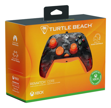 Manette de jeu - Xbox Series X|S, Xbox One et PC - Rematch Core - RGB - Filaire - Camouflage Noir / Orange - TURTLE BEACH