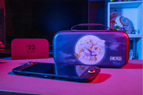 Housse de protection et transport - KONIX - One Piece Nintendo Switch 2 - Rangement accessoires - Motif Luffy Gear 5 - Bleu