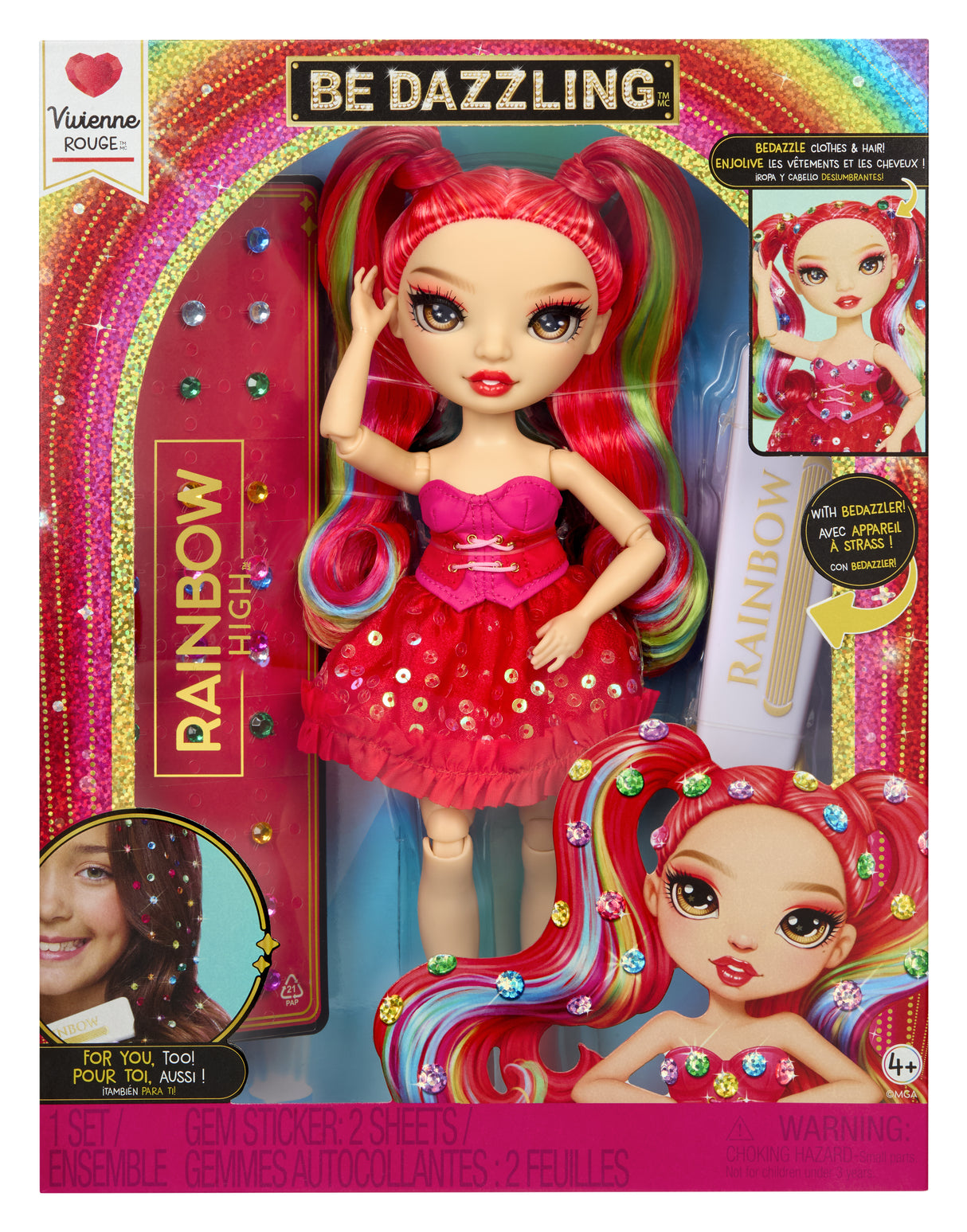 Rainbow High - Poupée Mannequin Be Dazzling - Vivienne Rouge - 28 cm - Pierres précieuses scintillantes et accessoires inclus