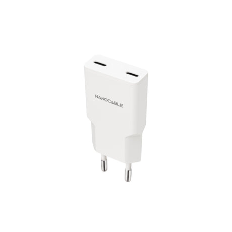 Chargeur secteur Nanocable 2x USB-C 30W (Blanc)