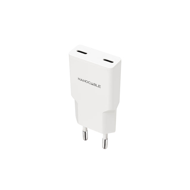 Chargeur secteur Nanocable 2x USB-C 20W (Blanc)