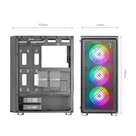 Boitier Moyen Tour ATX Mars Gaming MC-F RGB avec panneau vitré (Noir)