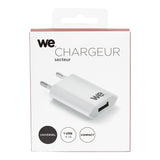 Chargeur secteur 1 USB 1A = total 5W blanc design plat