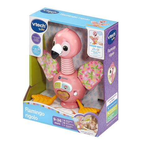 VTECH Flamingo Rigolo — Jouet d'éveil flamant rose 9-36 mois, sons, mélodies et ventouse