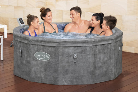 Spa semi rigide BESTWAY - Lay-Z-Spa Carrara - 140 airjets - 170 x 65 cm - 4 a 6 places - Rond (couverture, cartouche, 4 appuie-tete)
