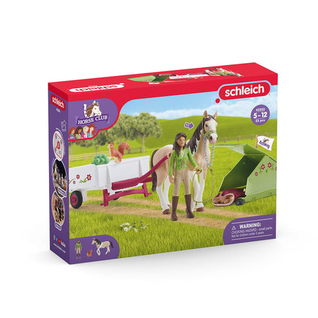 Aventures au camping de Sarah, coffret schleich avec 23 éléments inclus dont 1 cheval schleich et 1 personnage, coffret figurines