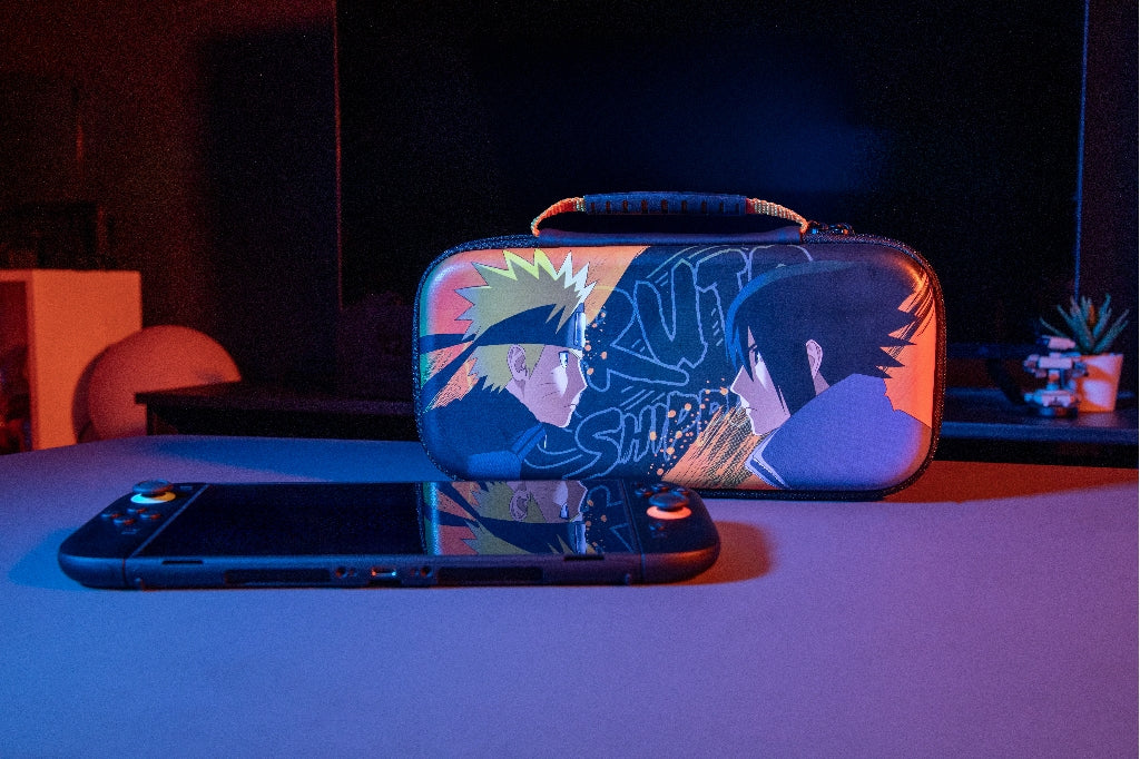 Housse de protection - Nintendo Switch 2 - Konix - Naruto Shippuden - Rangement accessoires - Naruto et Sasuke - Noir et orange