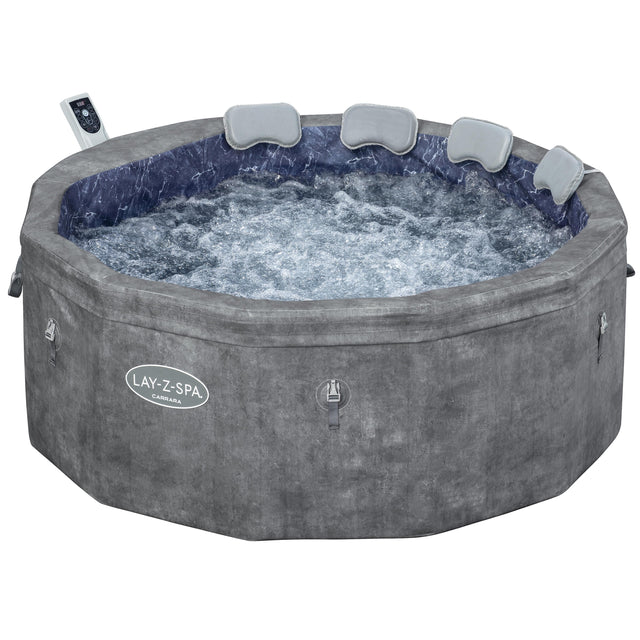 Spa semi rigide BESTWAY - Lay-Z-Spa Carrara - 140 airjets - 170 x 65 cm - 4 a 6 places - Rond (couverture, cartouche, 4 appuie-tete)