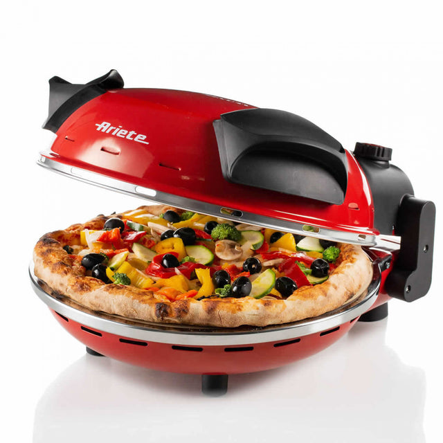 Four a Pizza électrique ARIETE - Rouge - Pierre réfractaire - 1200W - Diametre 33cm - Température max 400°C