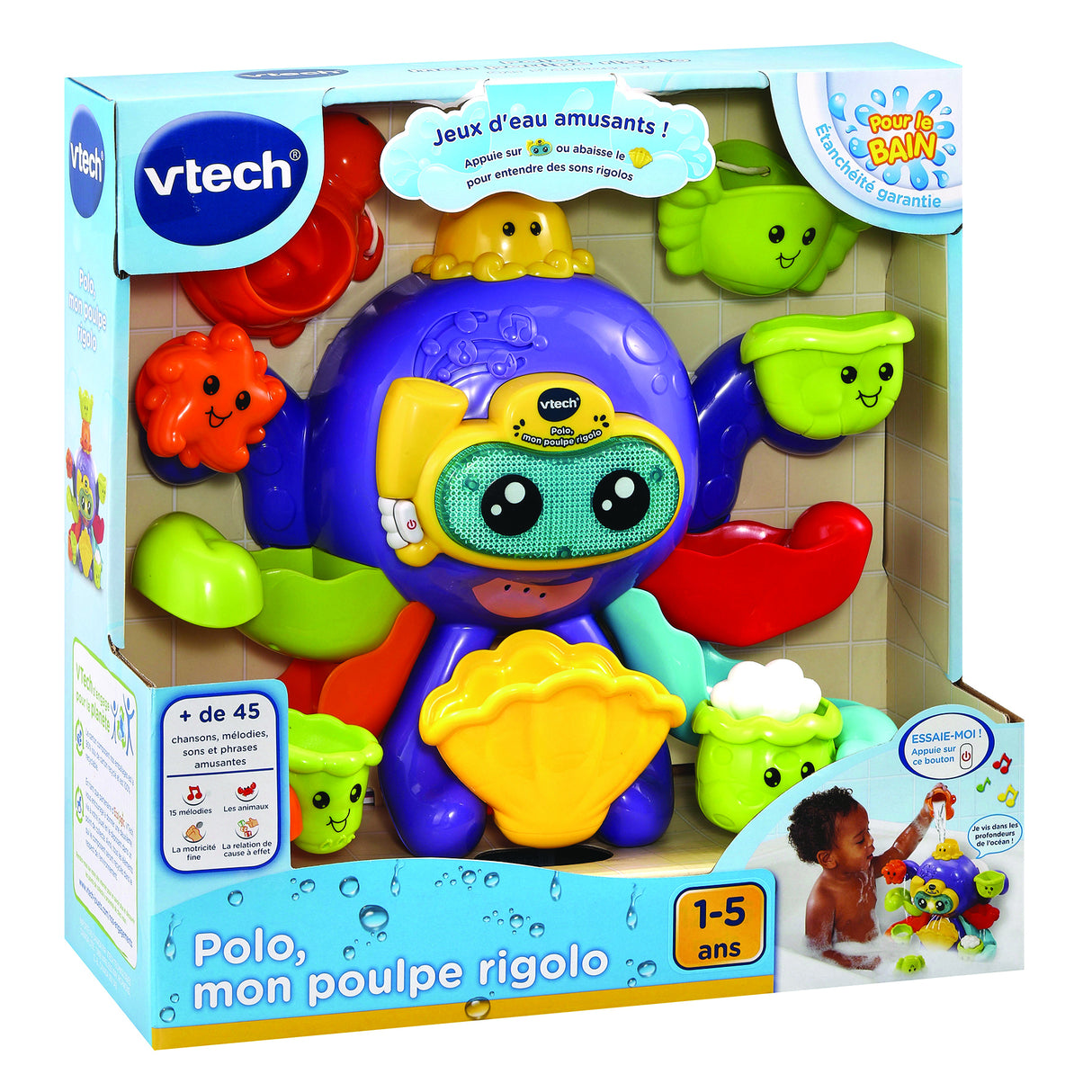 Jouet de Bain interactif VTECH BABY - Polo, Mon Poulpe Rigolo - Multicolore - Pour Bébé de 1 a 5 ans