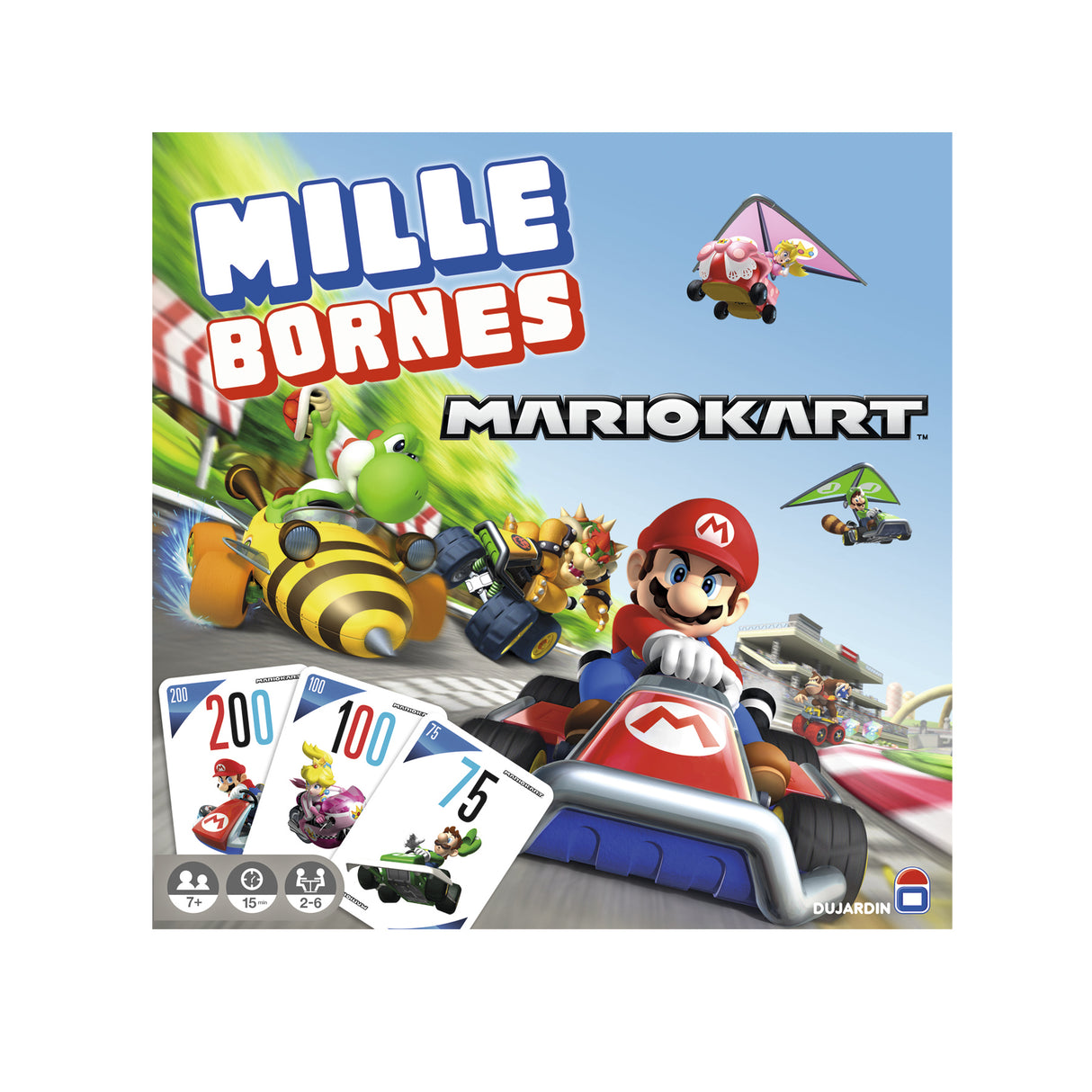 MILLE BORNES MARIO KART 2023 - Jeu de cartes - DUJARDIN - Parcourez les 1000 Bornes aux côtés de Mario et ses amis!