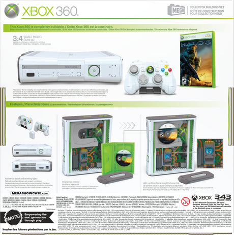 Coffret de Construction - MEGA - Réplique Xbox 360 - 1342 pieces - Manette avec LED - Pour Adultes