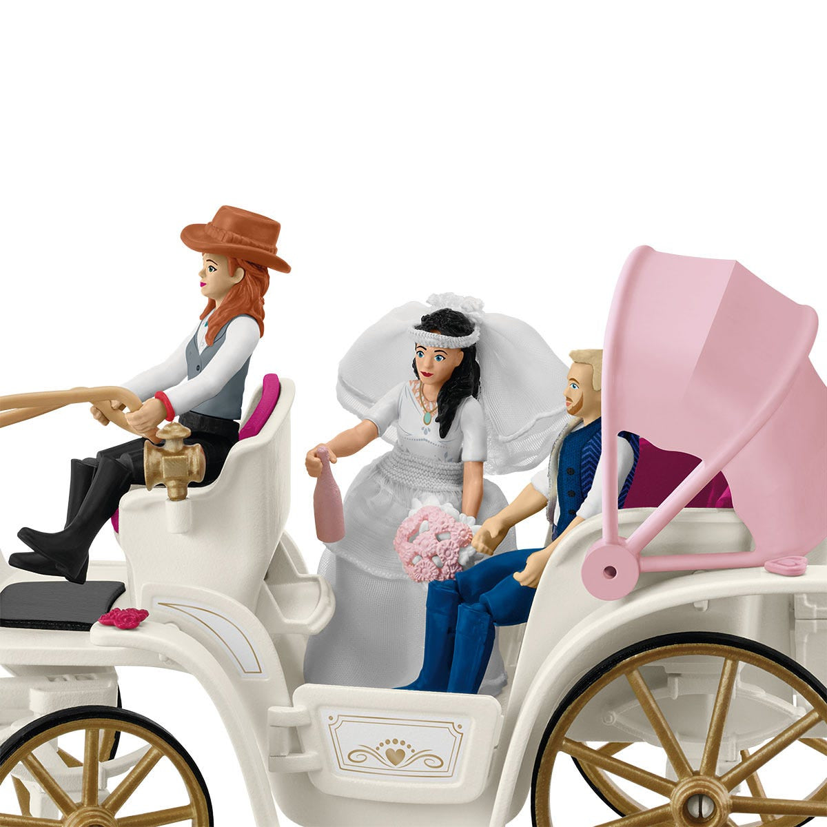 Figurine La caleche des mariés, des 5 ans, schleich 42641 HORSE CLUB, coffret 106 pieces