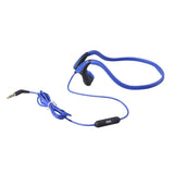 Ecouteurs sport filaire Bleu Arceau tour de cou toucher doux Microphone intégré