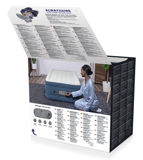 Bestway AlwayzAire™ Matelas gonflable une personne Twin avec double pompe intégrée 1,91 m x 97 cm x 46 cm