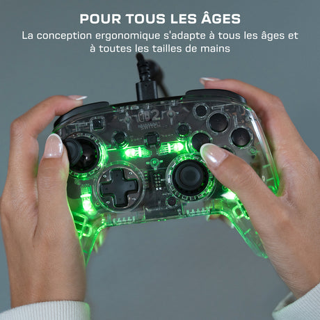 Manette de jeu - Nintendo Switch 2 - Afterglow - RGB - Filaire - Transparent - Turtle Beach