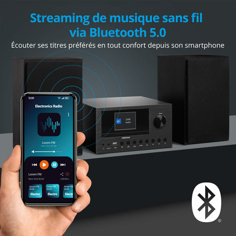 Mini Chaîne HiFi - MEDION - Radio Internet DAB/FM - Lecteur CD - 2x150W - Noir