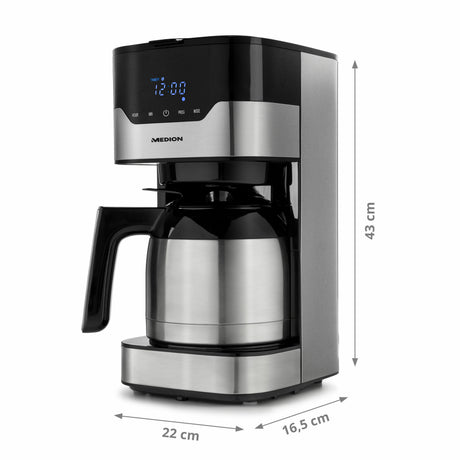 Cafetiere filtre programmable avec carafe - MEDION - MD 18458 - isotherme - 900W - 1,2 L