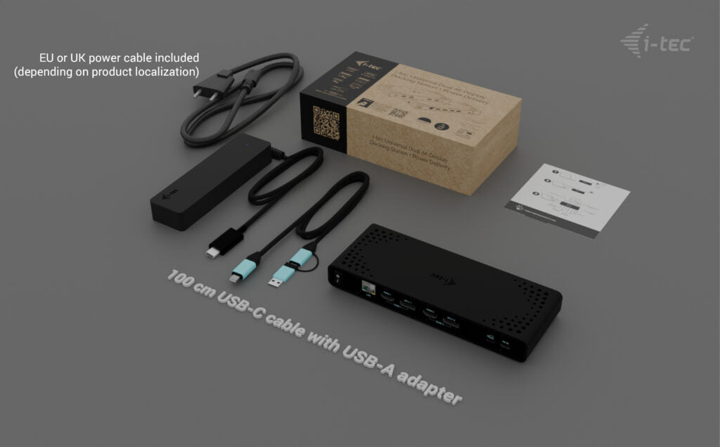 Station d'accueil portable USB-C 3.1 I-Tec Universal Dual 4K (Noir)